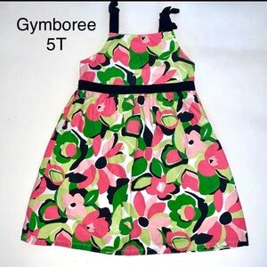 Gymboree Girls Pink, Green & Black Floral Sundress 5T